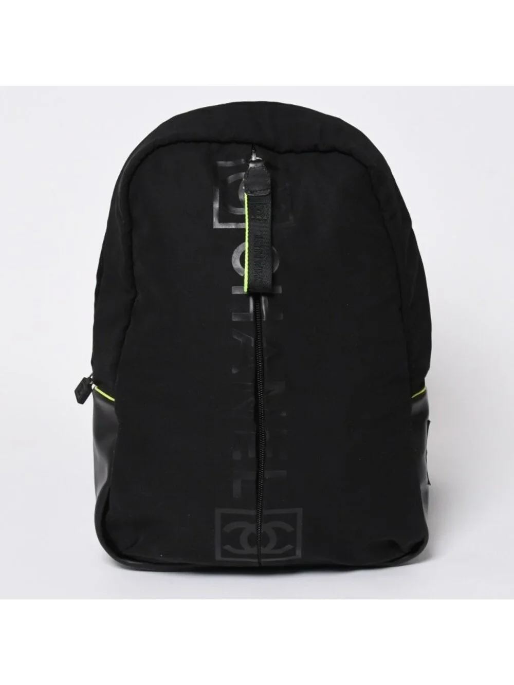 Chanel Sports Line Backpack Black Lime Green Nylon Leather